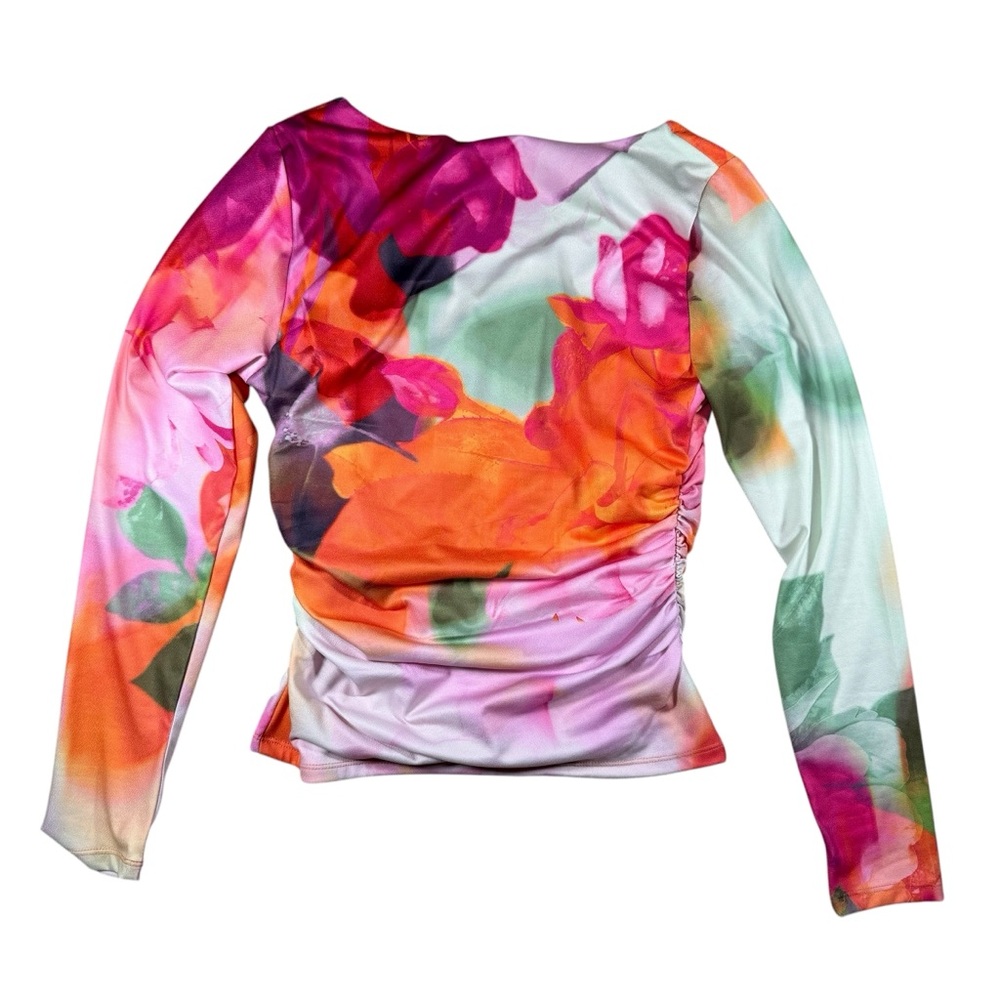 INTEMPO Y2K Floral Long Sleeve Size Medium Square Neck Top Boho Feminine - Picture 2 of 9